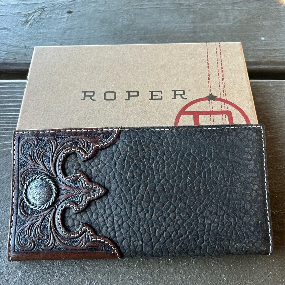 Roper‎ Check Book Wallet Genuine Leather New With Tags